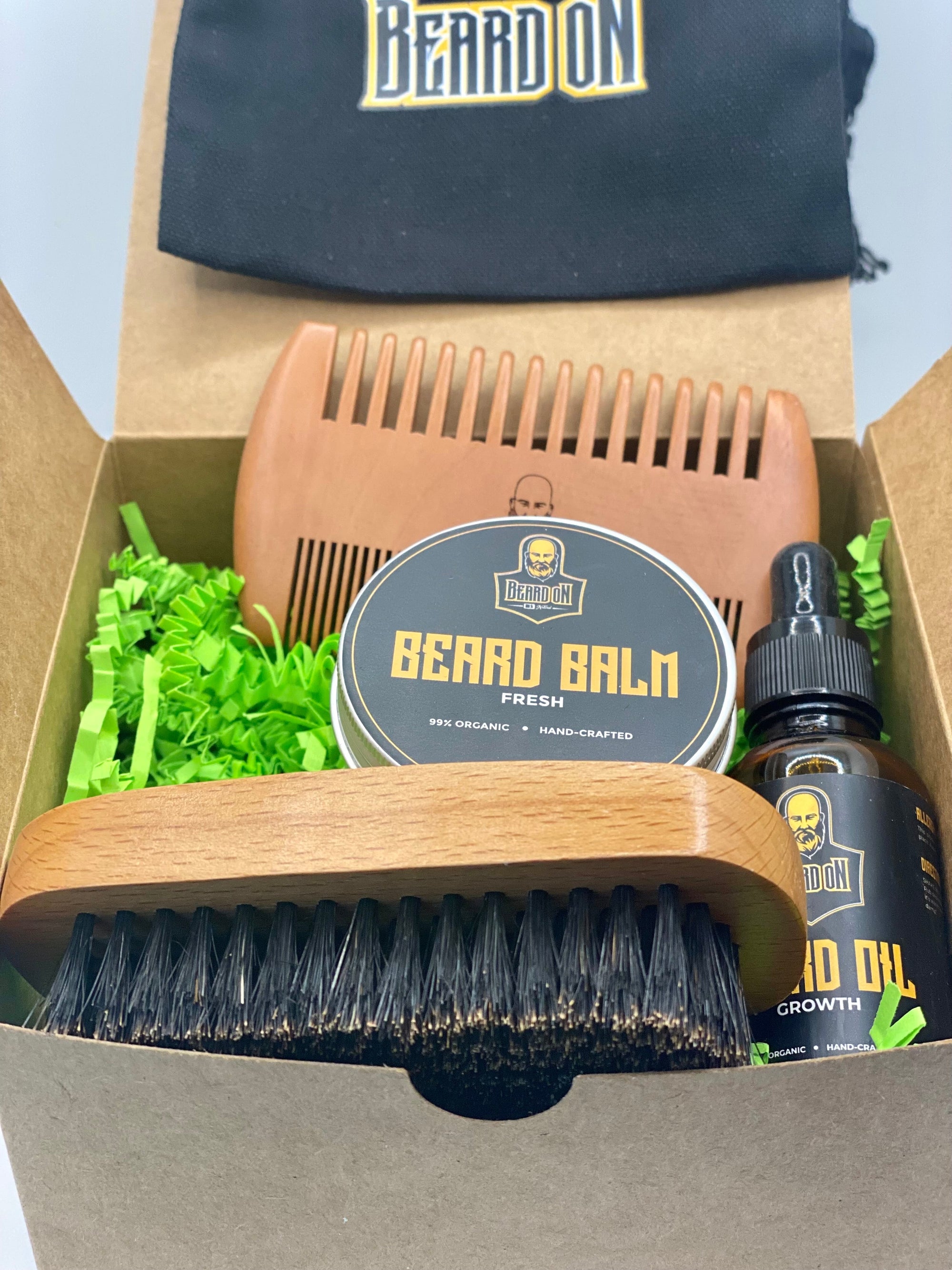 Beard Growth & Grooming Kit – USDA Certified Organic Beard Oil, Balm & Wooden Comb