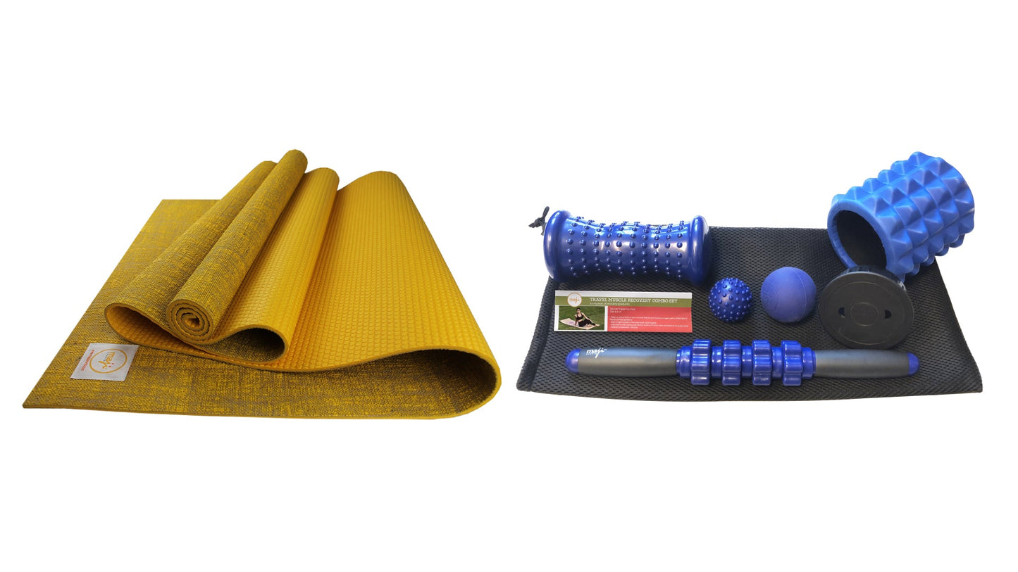 Jute Premium ECO Fitness, pilates, Yoga Mat + Muscle recovery Bundle-0