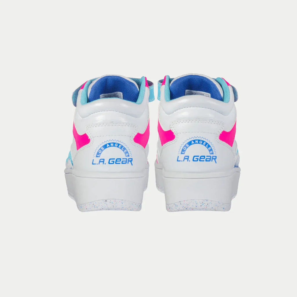 LA Gear Kids Flame Hightop – White x Pink x Blue