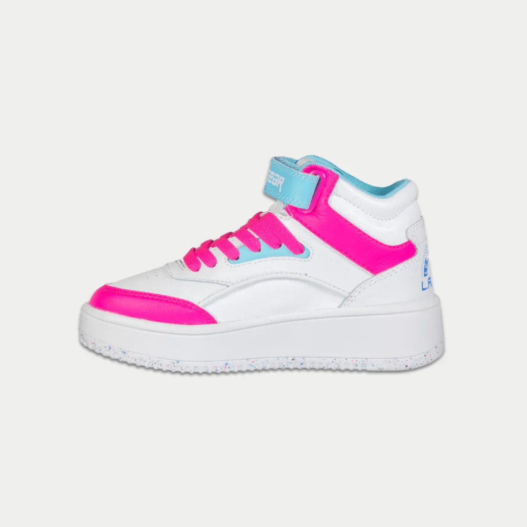 LA Gear Kids Flame Hightop – White x Pink x Blue