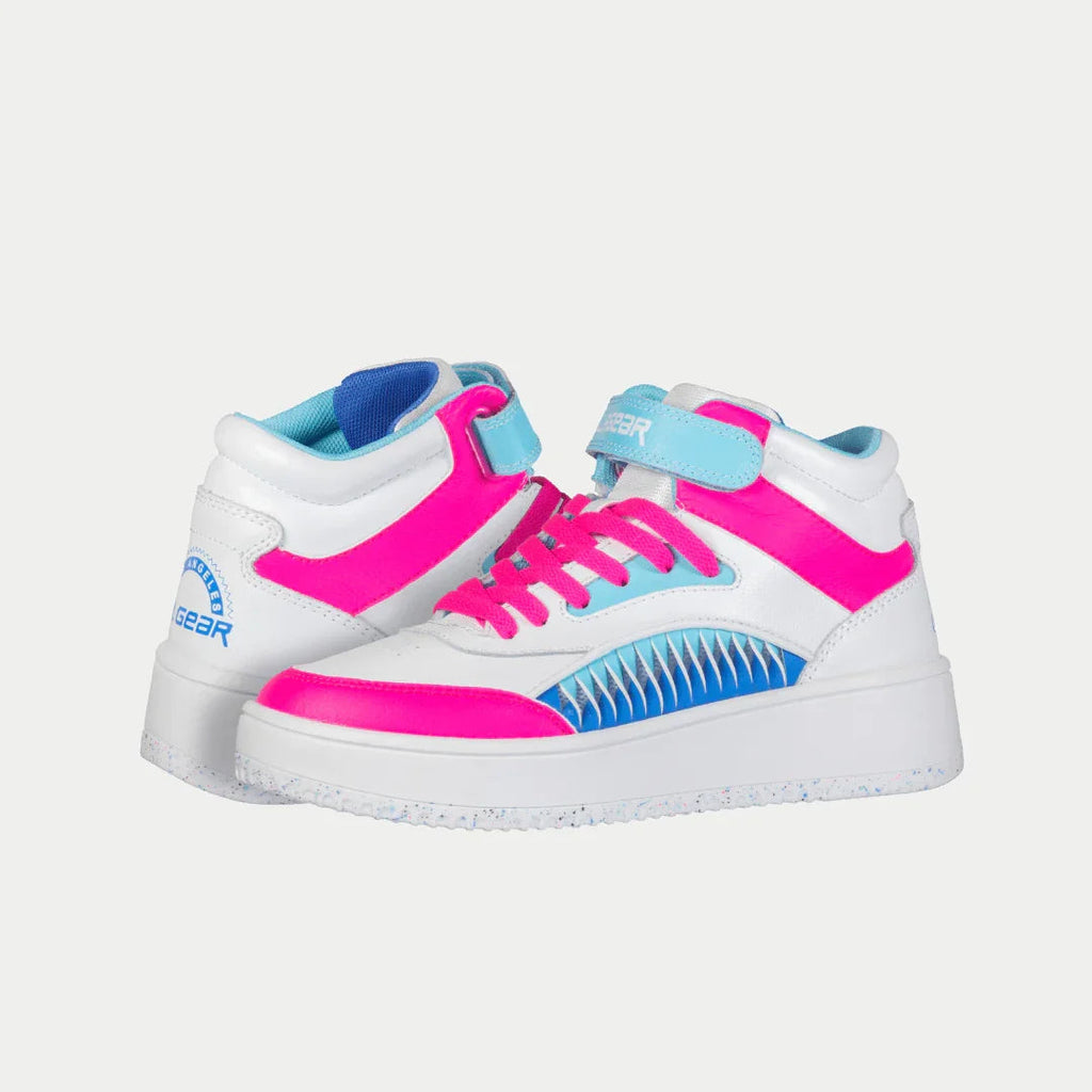 LA Gear Kids Flame Hightop – White x Pink x Blue