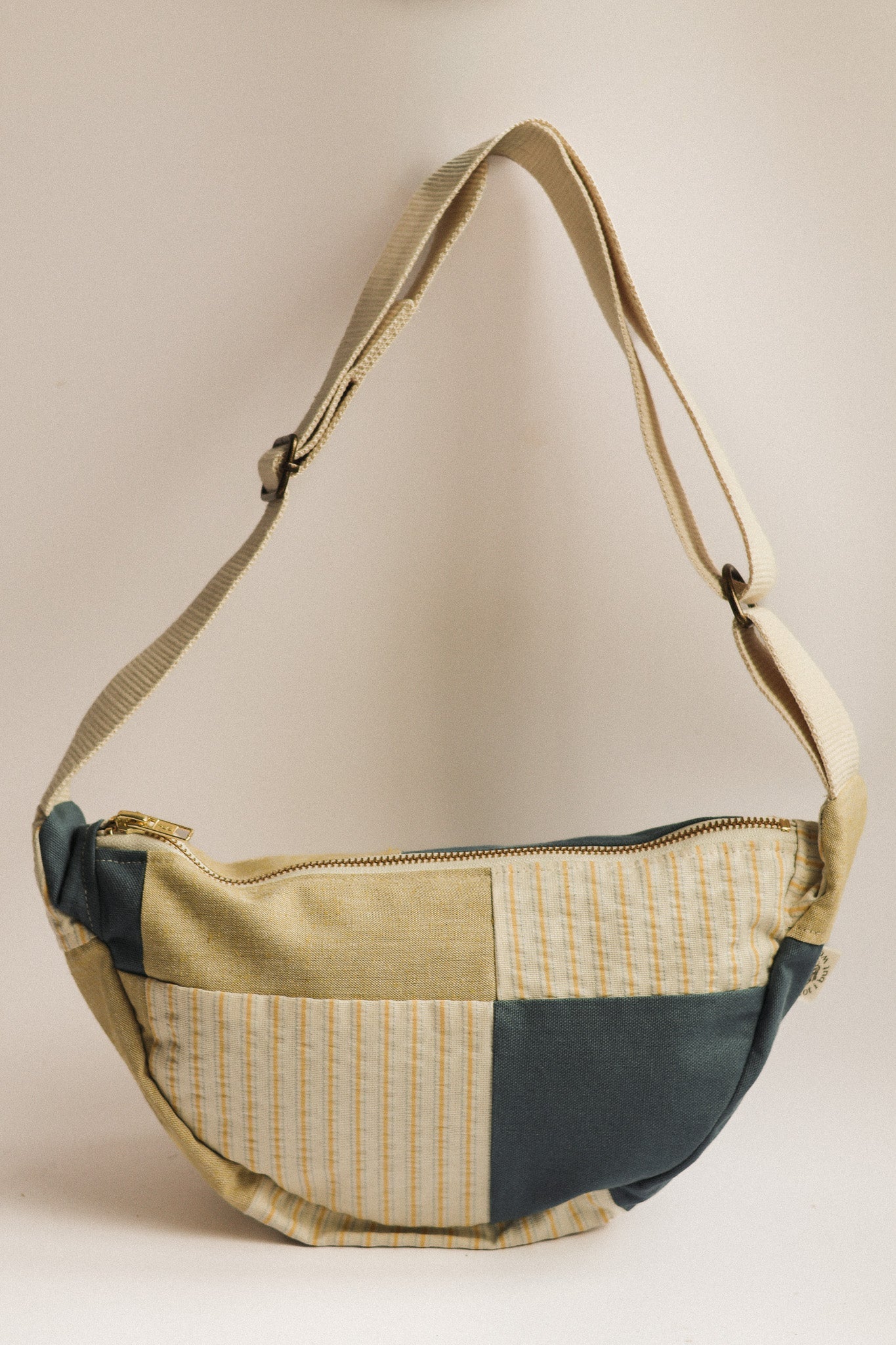 Upcycled Patchwork Linen Crossbody Bag