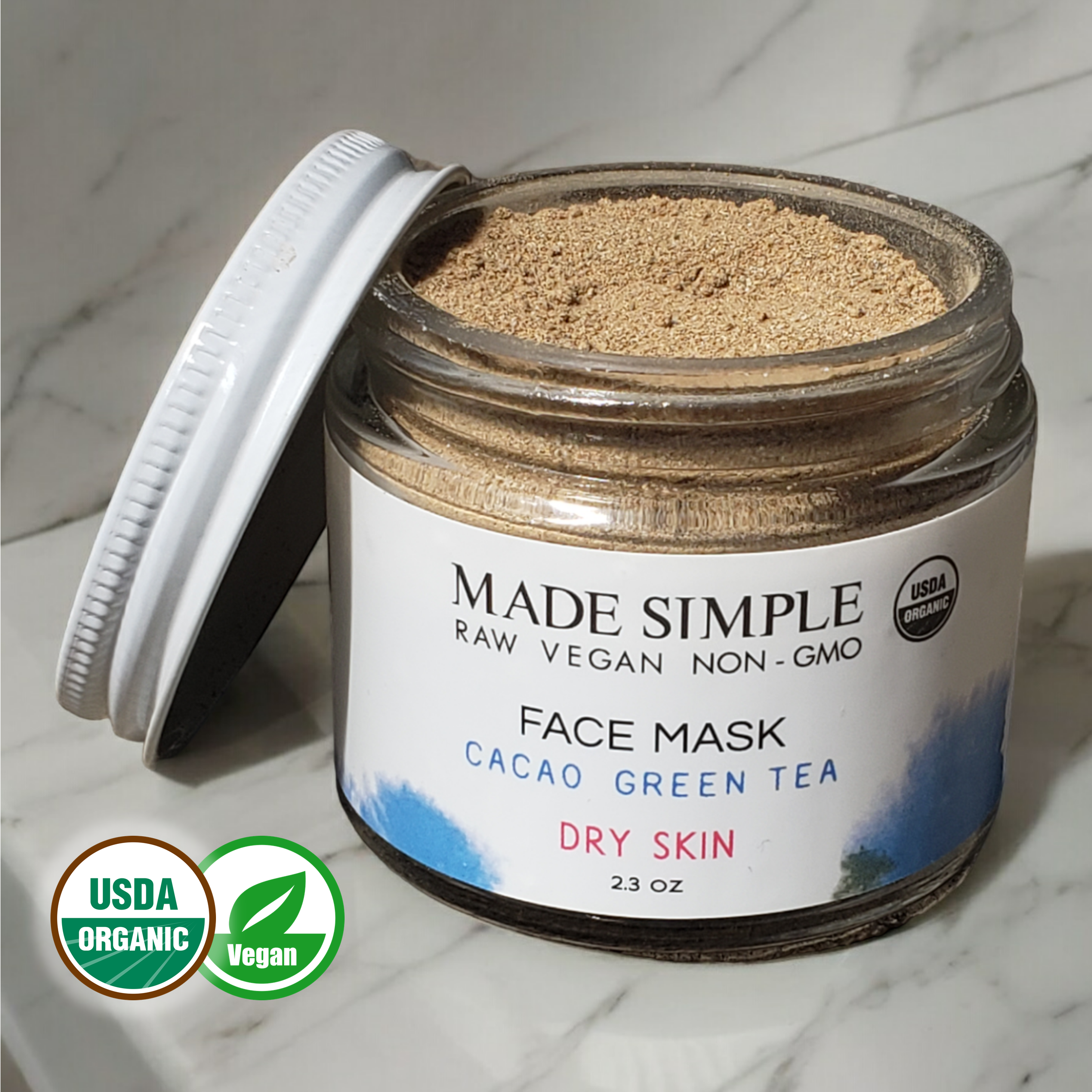 Cacao Green Tea Face Mask for Dry Skin - Organic, Vegan & Cruelty-free-4