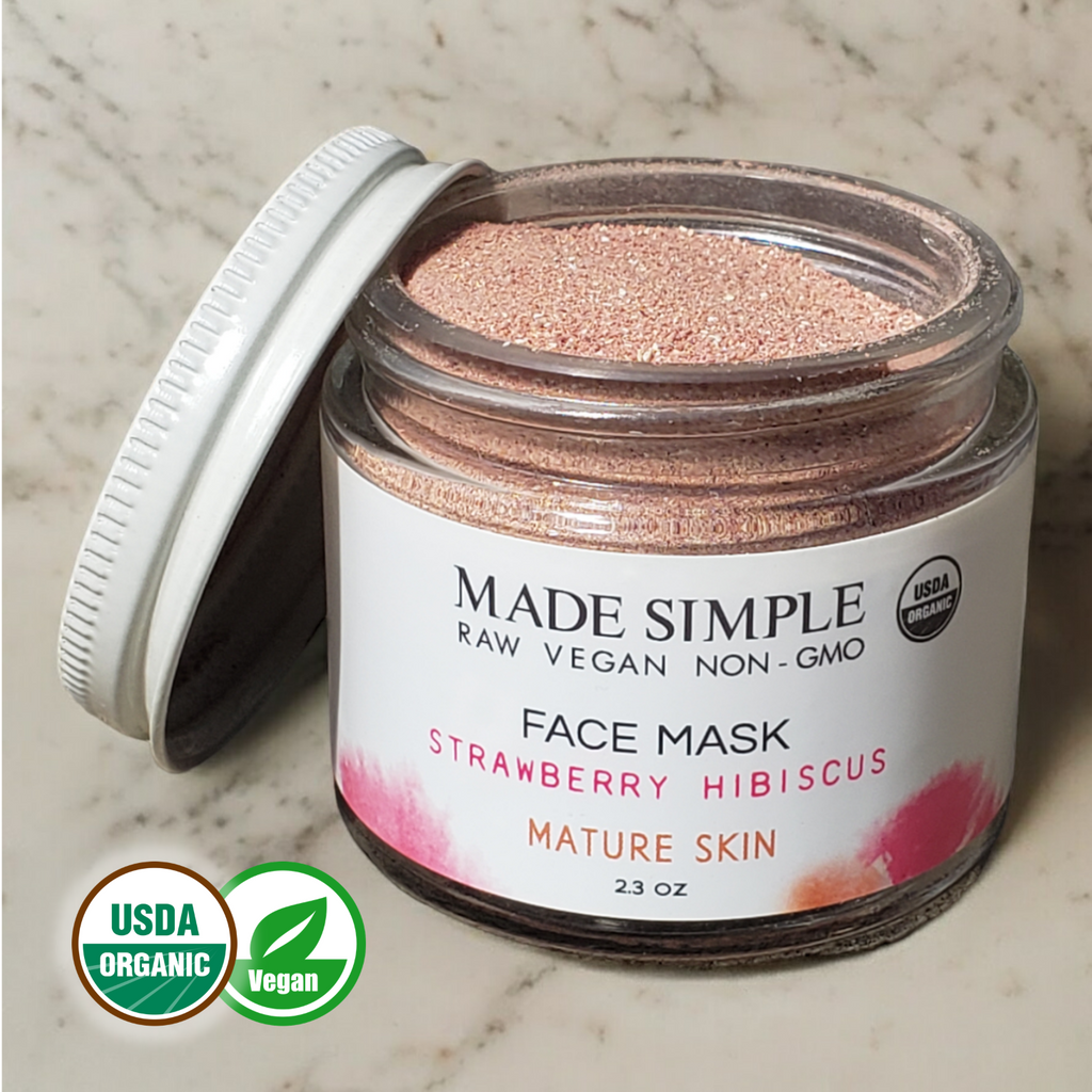 Strawberry Hibiscus Face Mask for Mature Skin - Certified Organic, Vegan & Cruelty-free-4