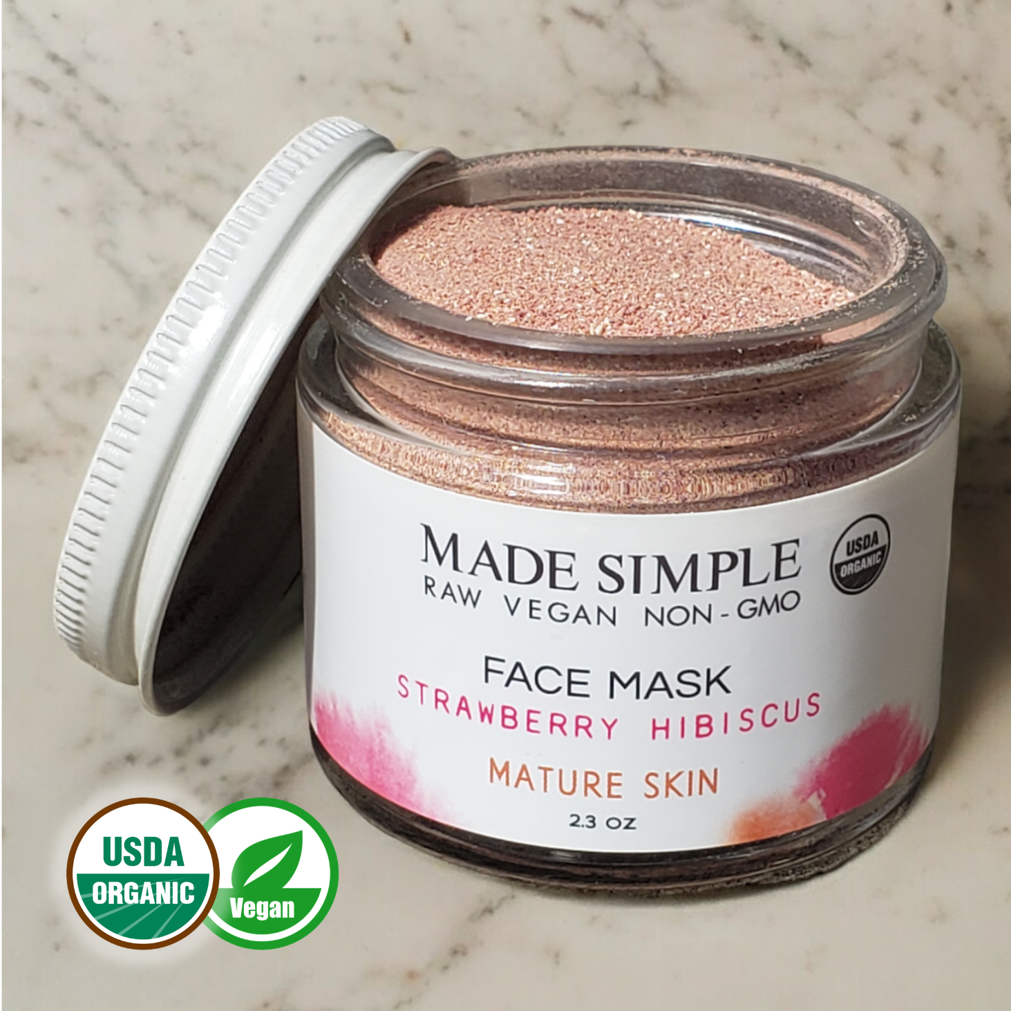 Strawberry Hibiscus Face Mask for Mature Skin - Certified Organic, Vegan & Cruelty-free-4