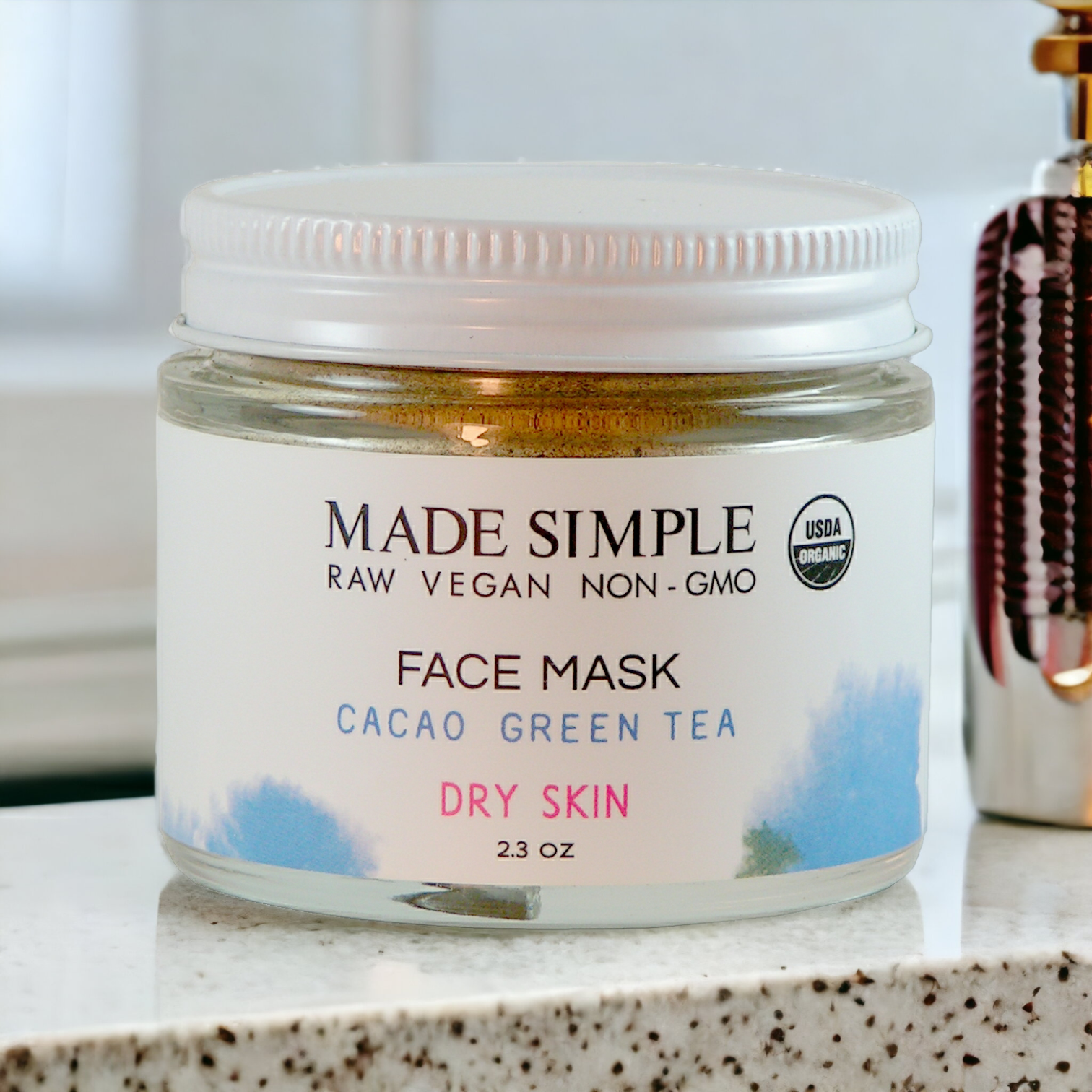 Cacao Green Tea Face Mask for Dry Skin - Organic, Vegan & Cruelty-free-3