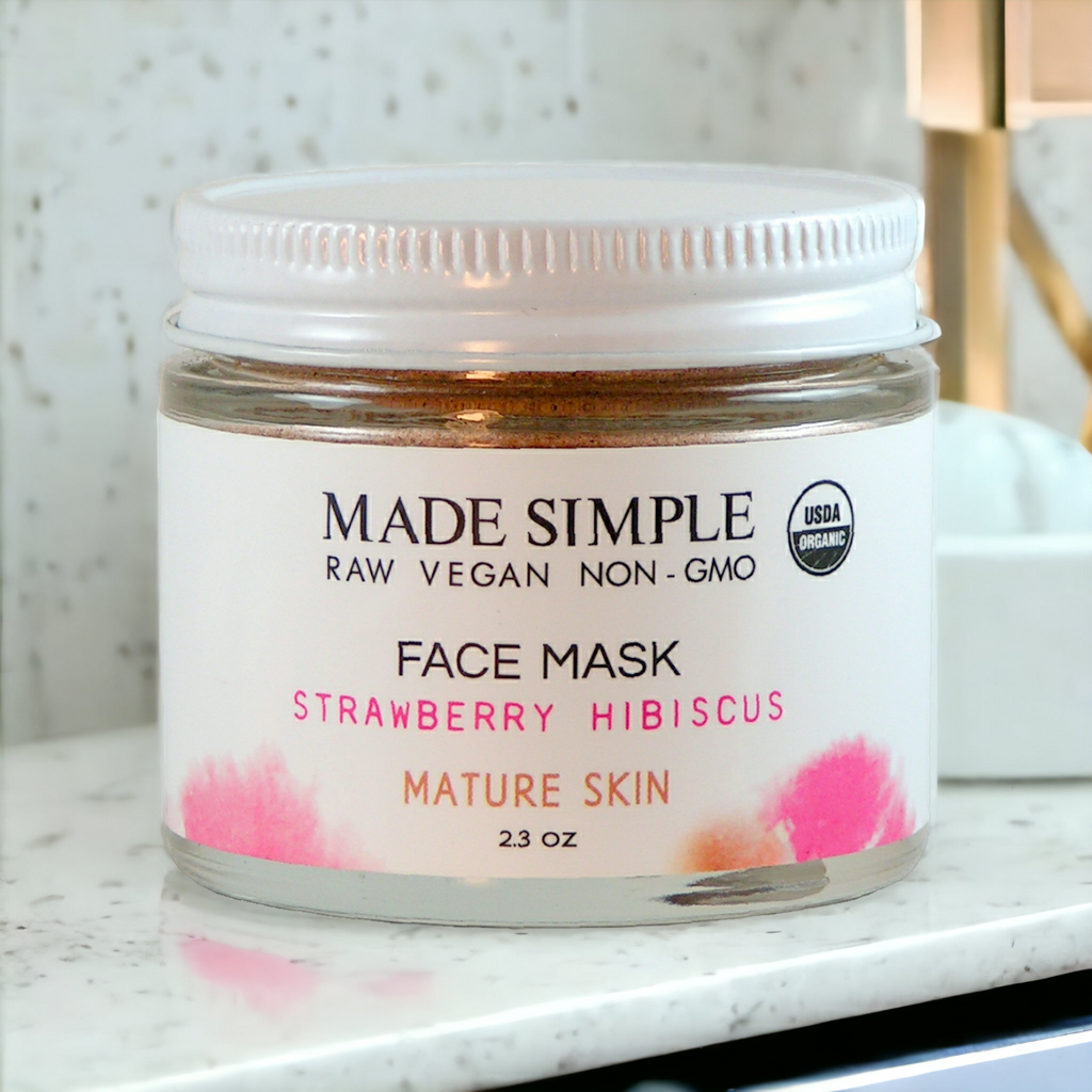 Strawberry Hibiscus Face Mask for Mature Skin - Certified Organic, Vegan & Cruelty-free-2