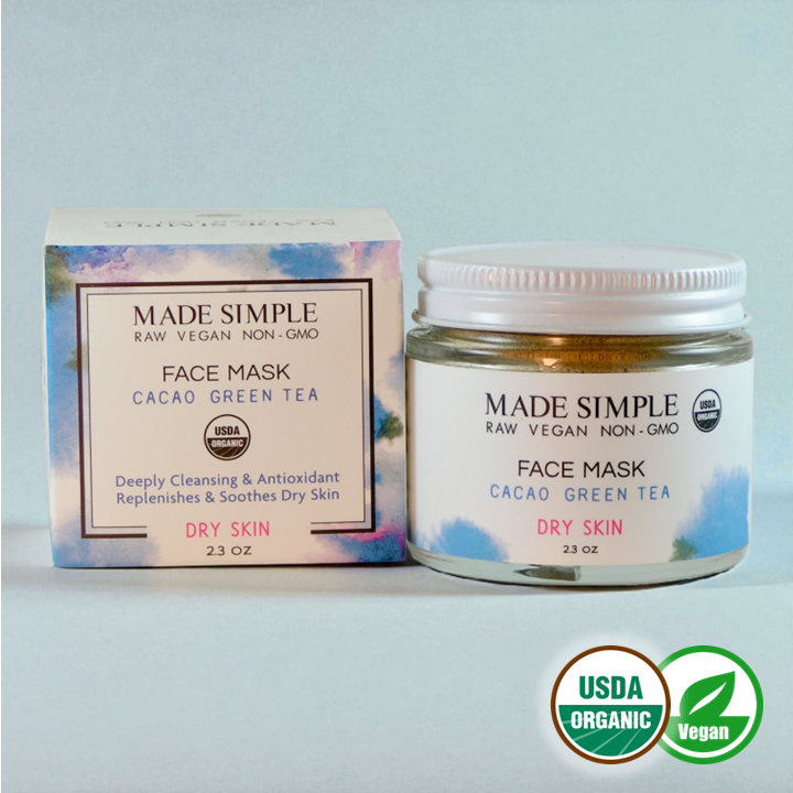 Cacao Green Tea Face Mask for Dry Skin - Organic, Vegan & Cruelty-free-1