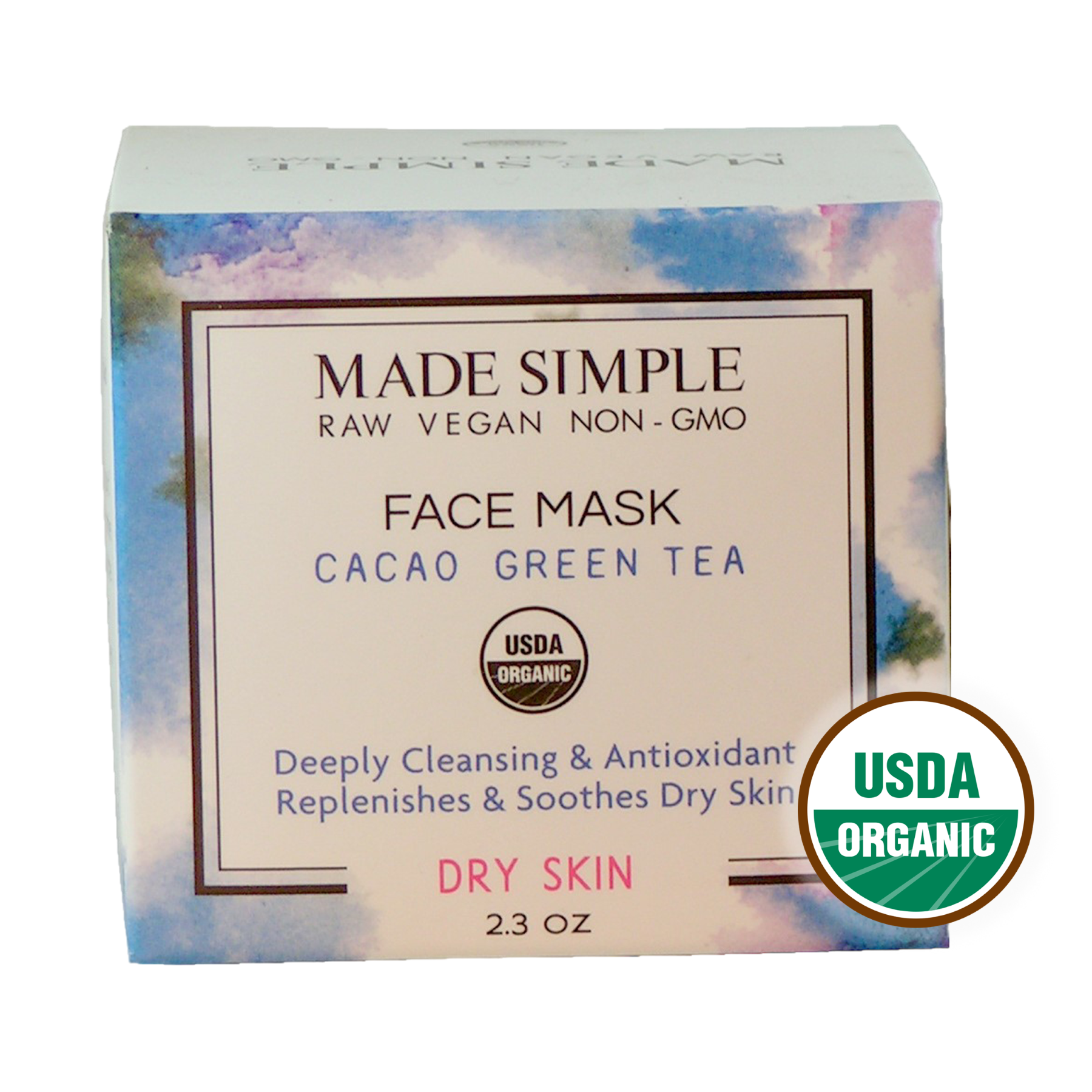 Cacao Green Tea Face Mask for Dry Skin - Organic, Vegan & Cruelty-free-0