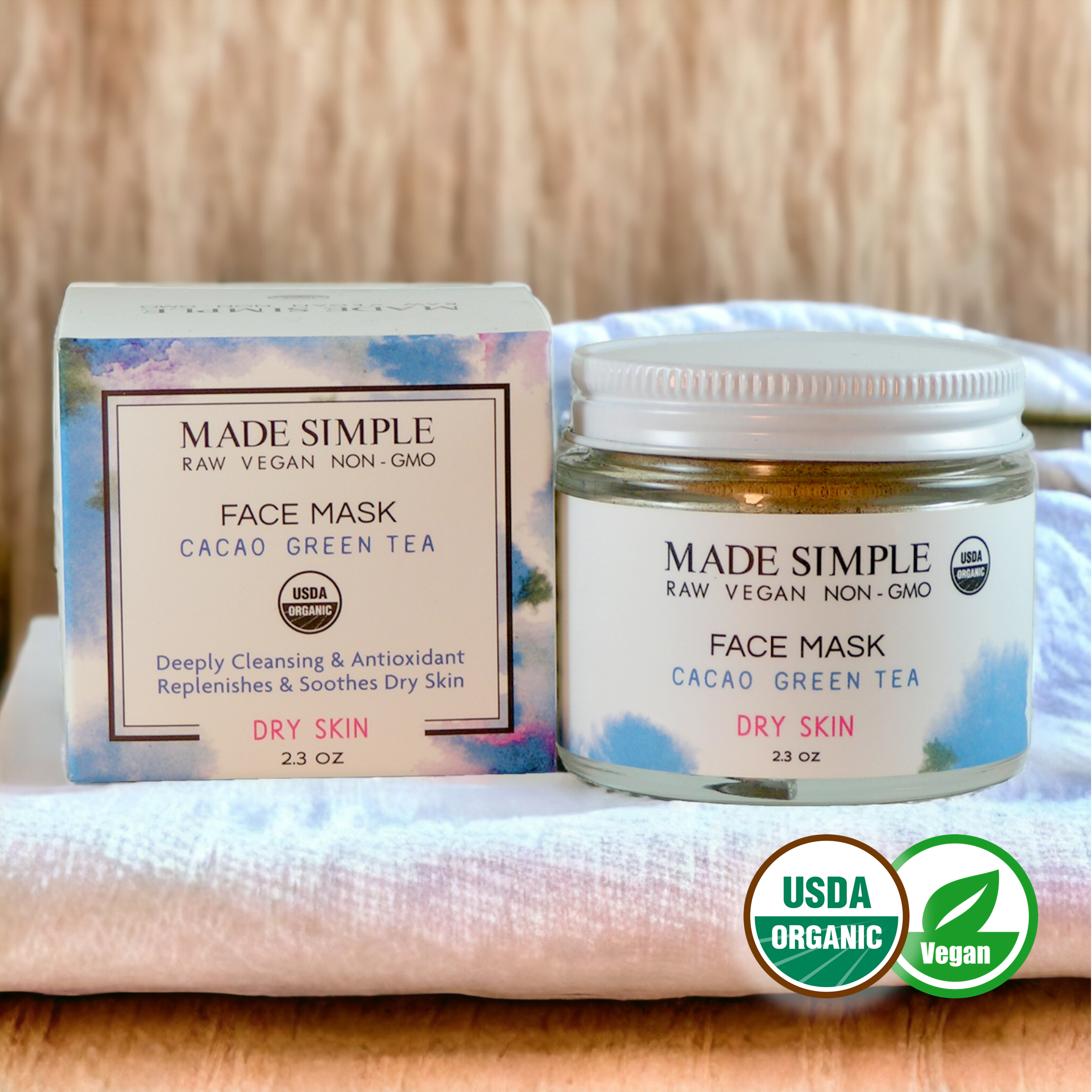Cacao Green Tea Face Mask for Dry Skin - Organic, Vegan & Cruelty-free-2