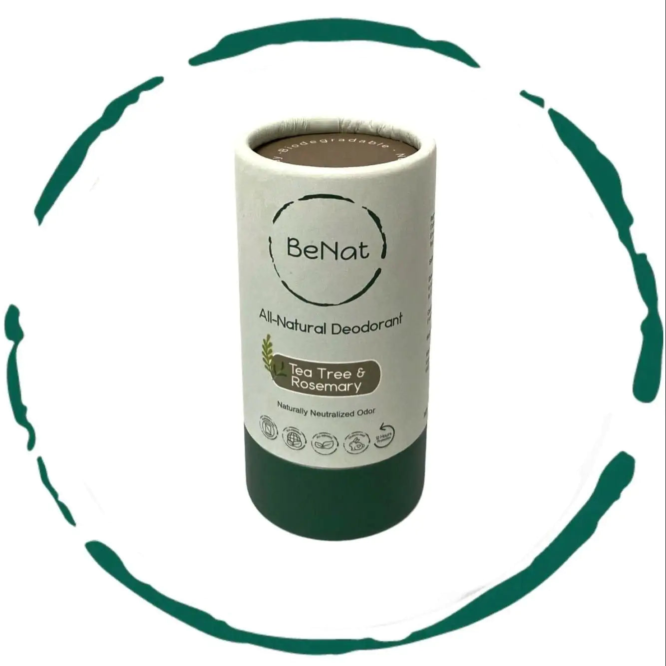 BeNat All-Natural Plastic-Free Deodorant – 3 Oz