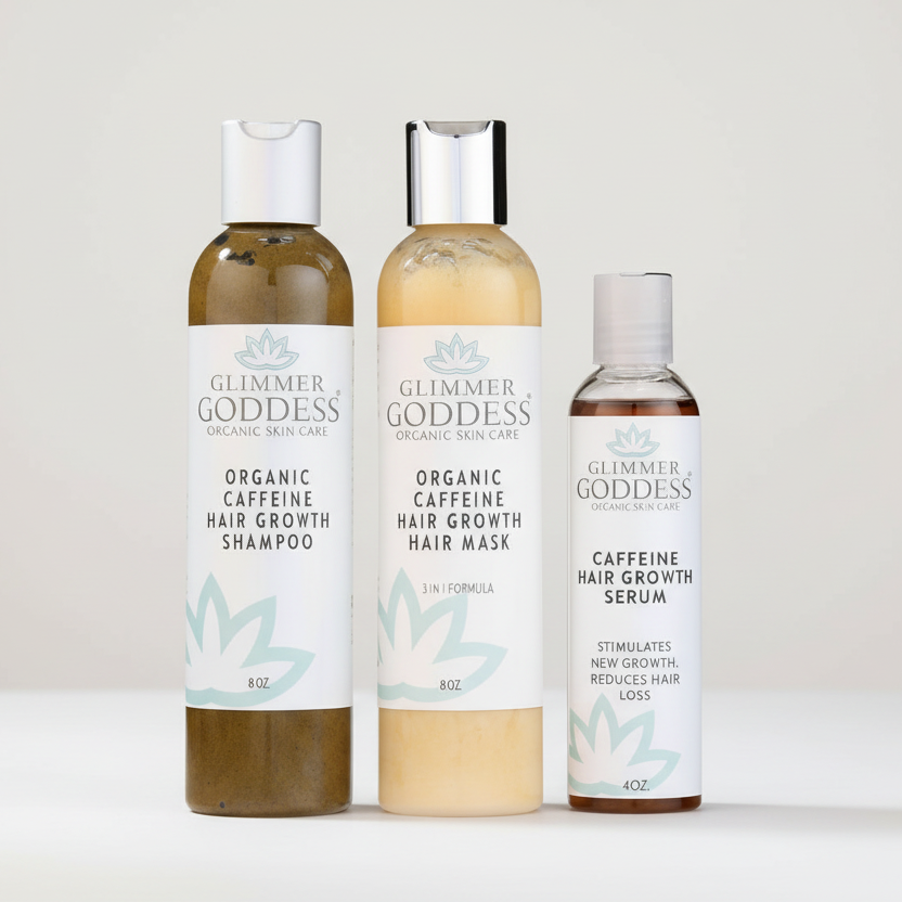 Organic Caffeine Hair Growth Trio – Shampoo, Hair Mask + Serum