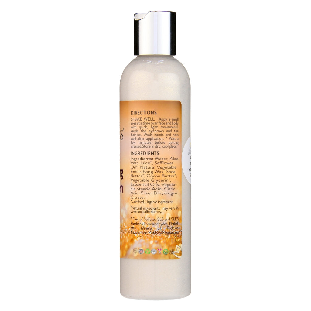 Organic Gold Shimmer Body Lotion – Sexy Level 2 & Super Level 3 Shimmer in 4 oz & 8 oz