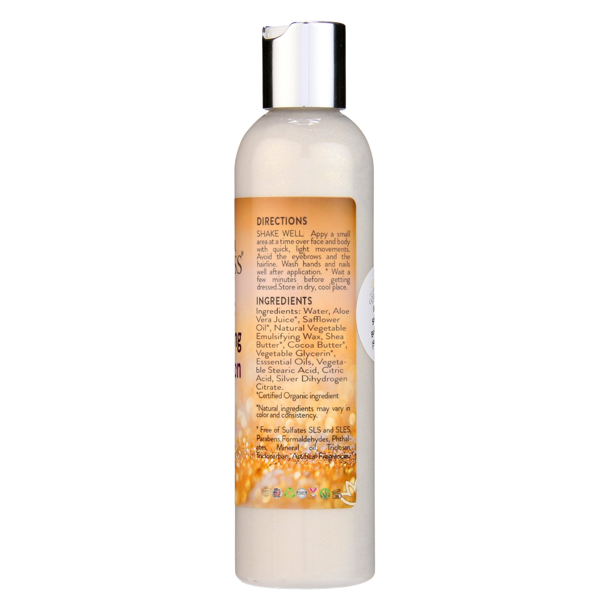 Organic Gold Shimmer Body Lotion – Sexy Level 2 & Super Level 3 Shimmer in 4 oz & 8 oz