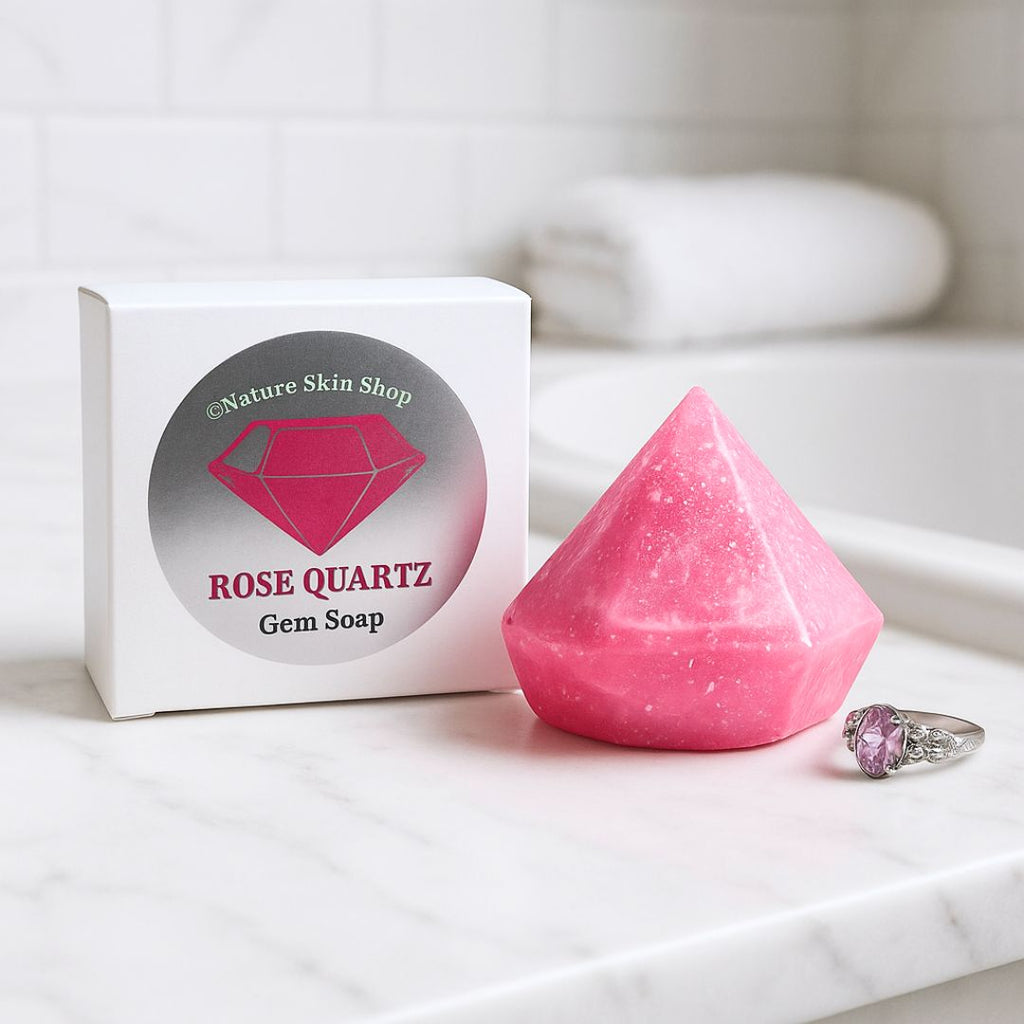 Rose Quartz Birthstone Gem Soap with Hidden Silver Ring-0