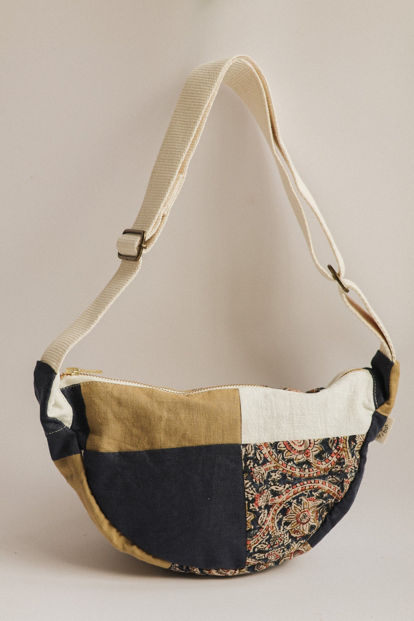 Upcycled Patchwork Linen Crossbody Bag