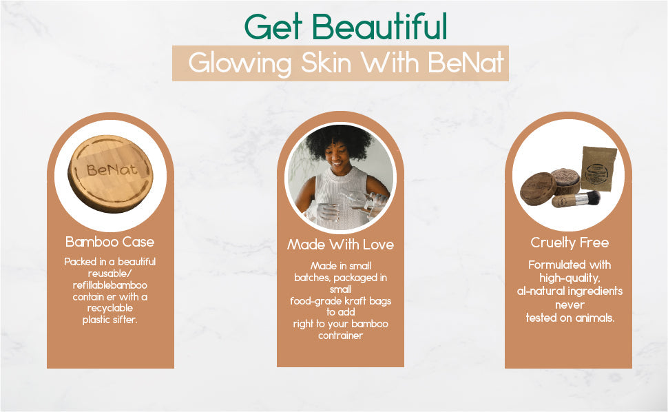 Refillable Translucent Loose Powder Set with Bamboo Case, Powder, Brush + Refill