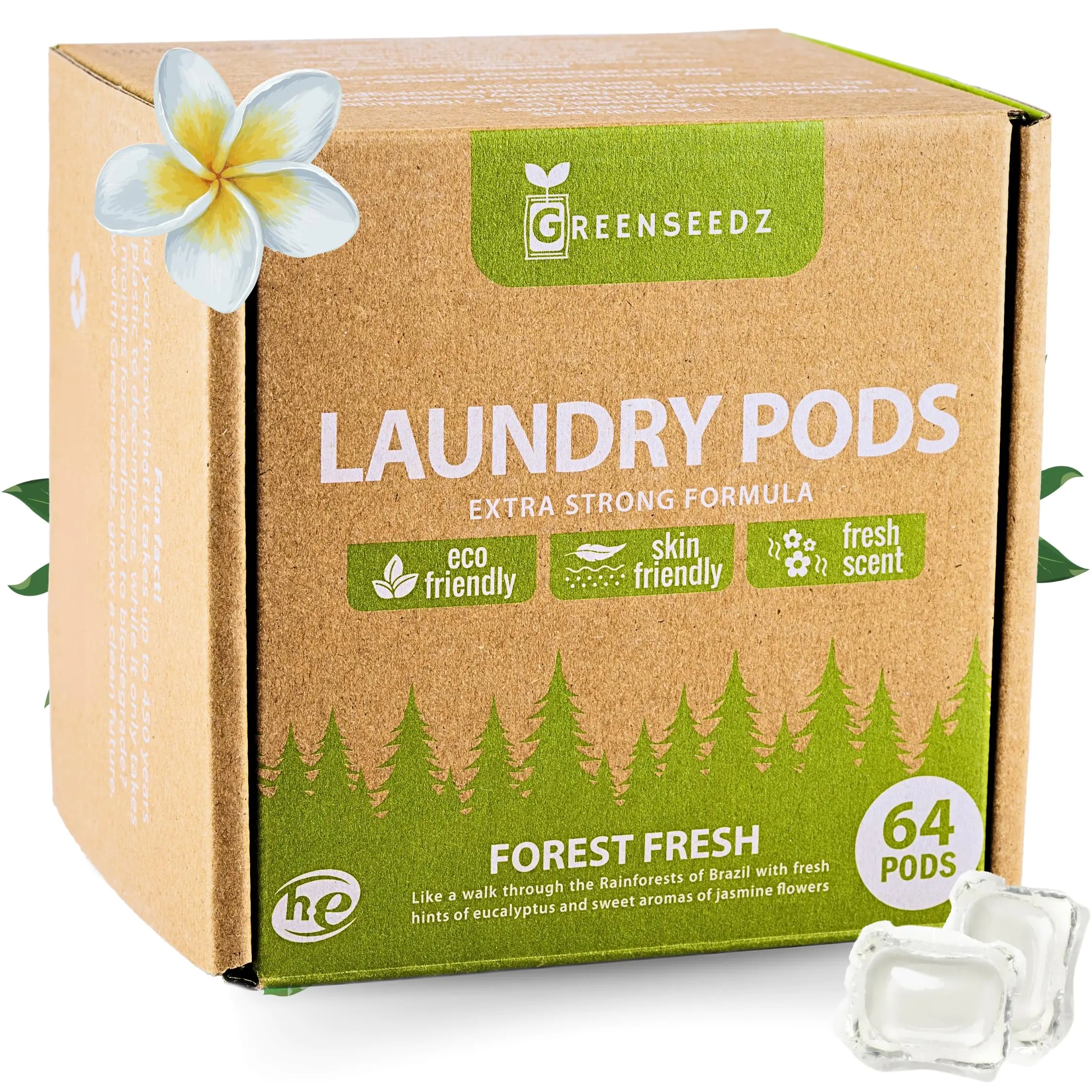 Greenseedz Eco Friendly Laundry Detergent Pods – 64 Pacs