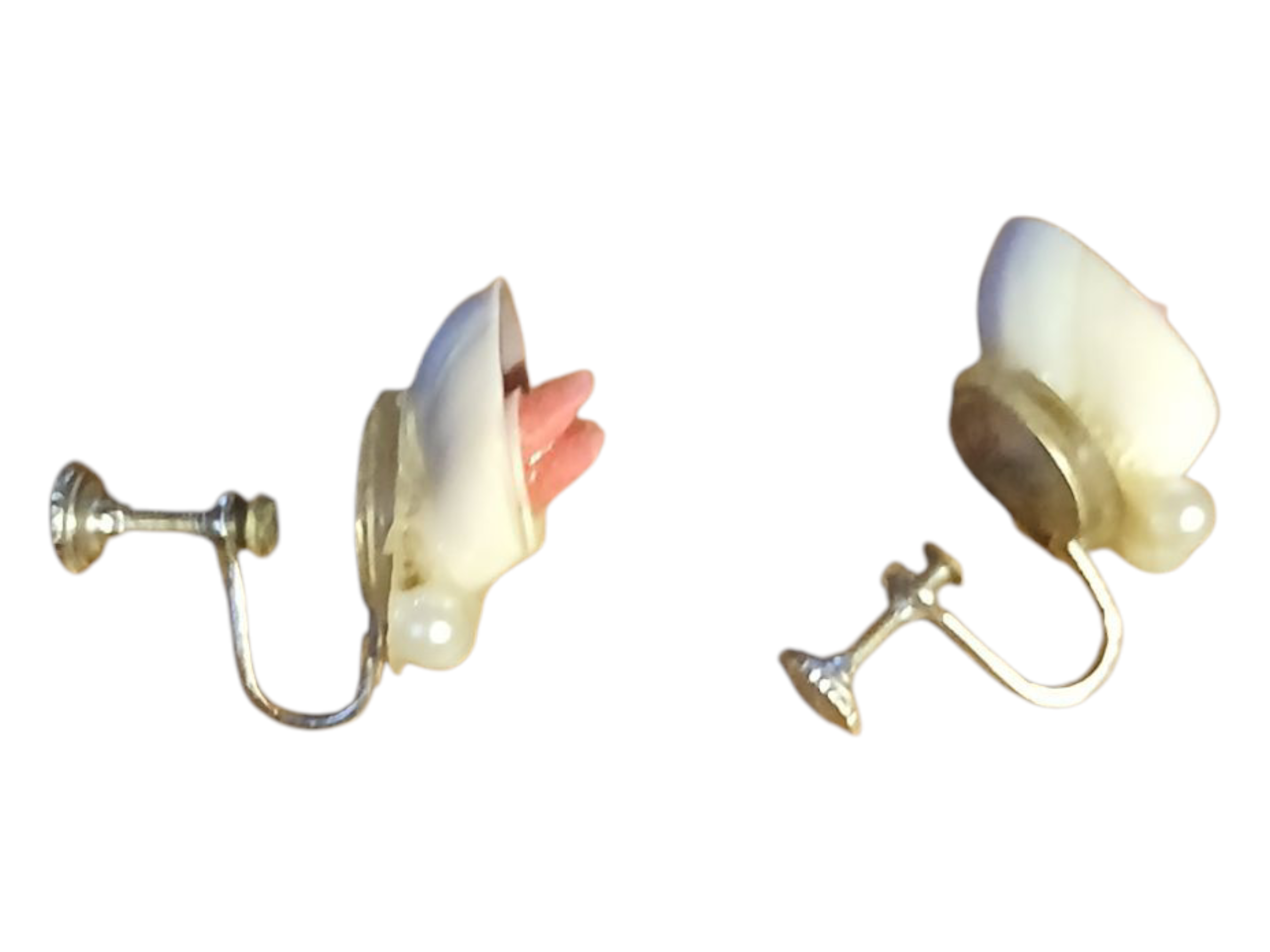 The ROSEBUD Authentic Vintage 1970s Seashell + Pearl Clip-On Earrings