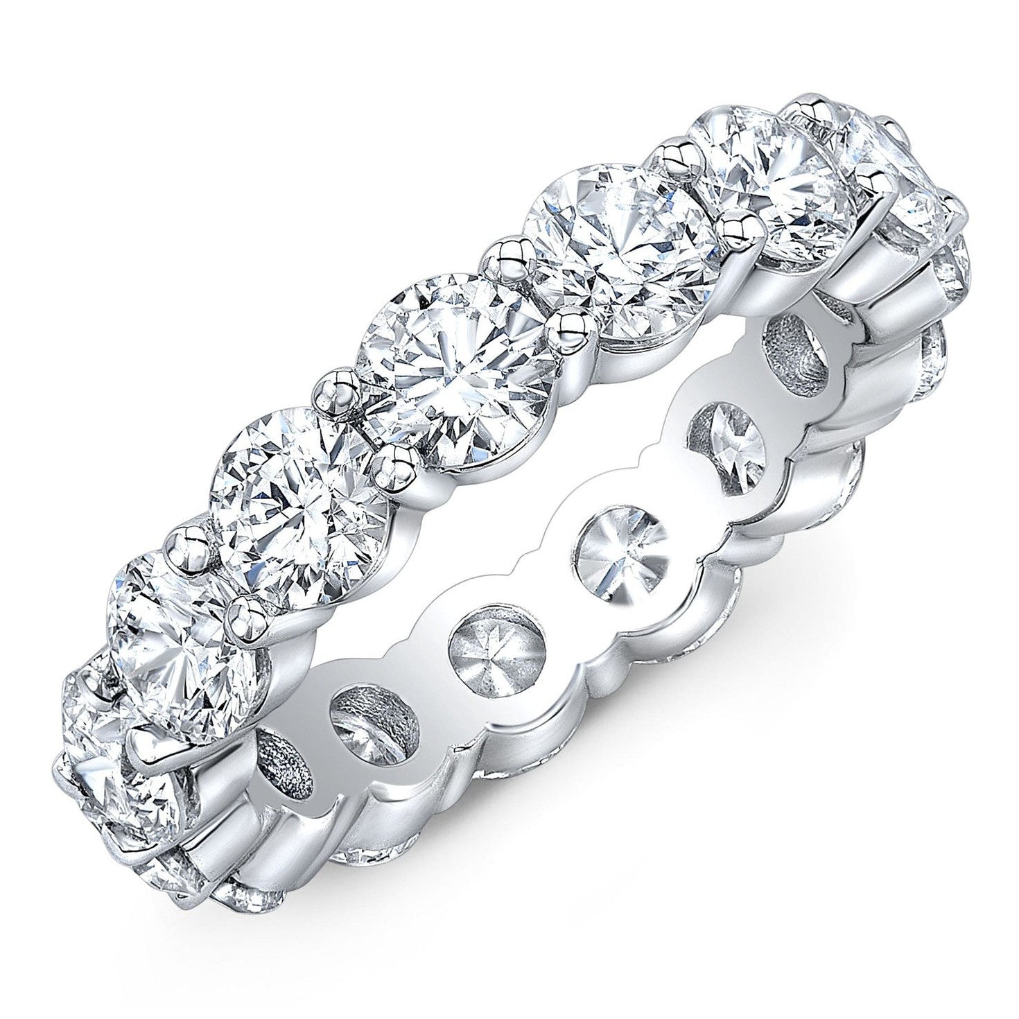 5.00 CTW Created Moissanite Eternity Band in 14k Gold Overlay – Round Cut Classic Ring-1