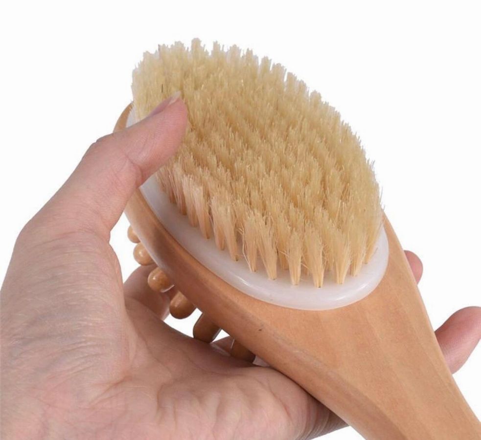 Wood & Boar Bristle Natural Bath & Body Massage Brush