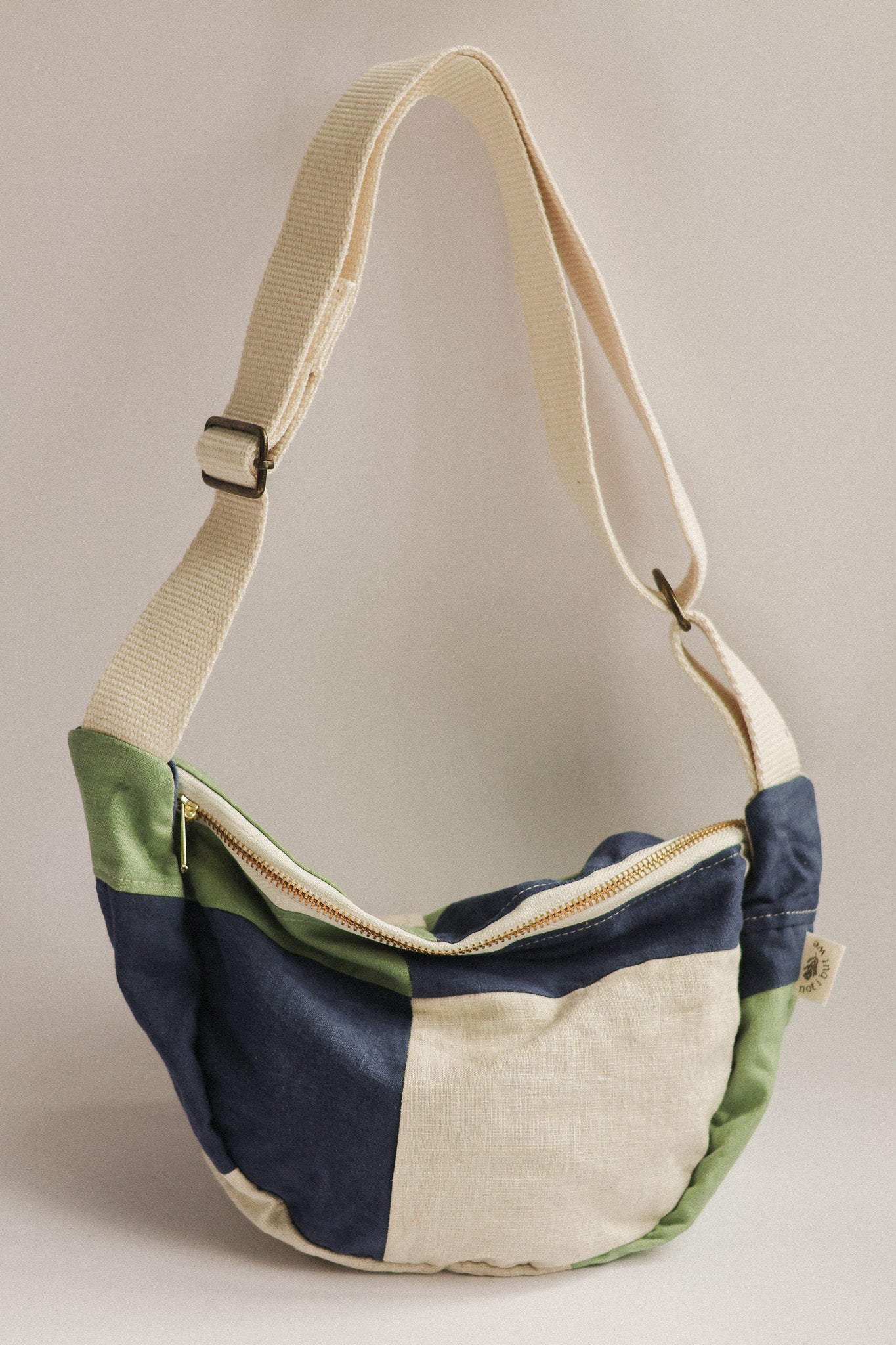 Upcycled Patchwork Linen Crossbody Bag