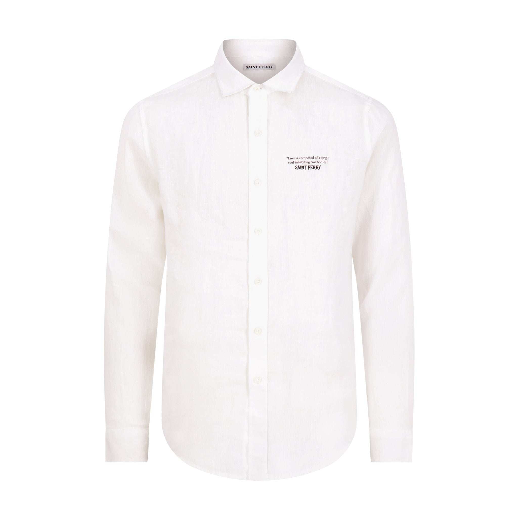 Saint Perry Slim Fit 100% Linen Shirt – White