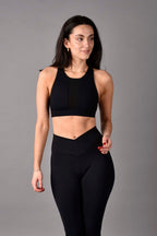HD Tie Dye Reversible Matte Luxe High Neck Sports Bra – Black Combo