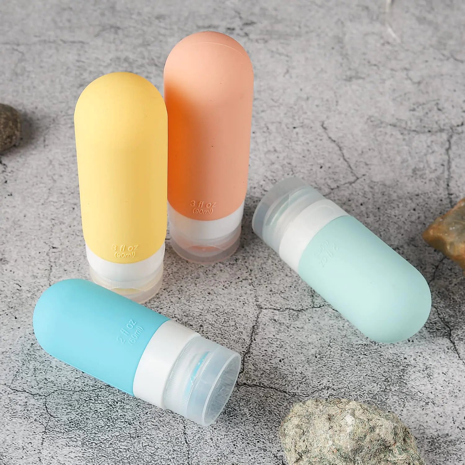 TSA-Approved Reusable Silicone Travel Bottles Set – 16 pcs / White Pack