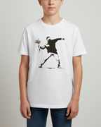 wearingconscious.org Banksy Flower Thrower Artwork T-Shirt Kids Size XL