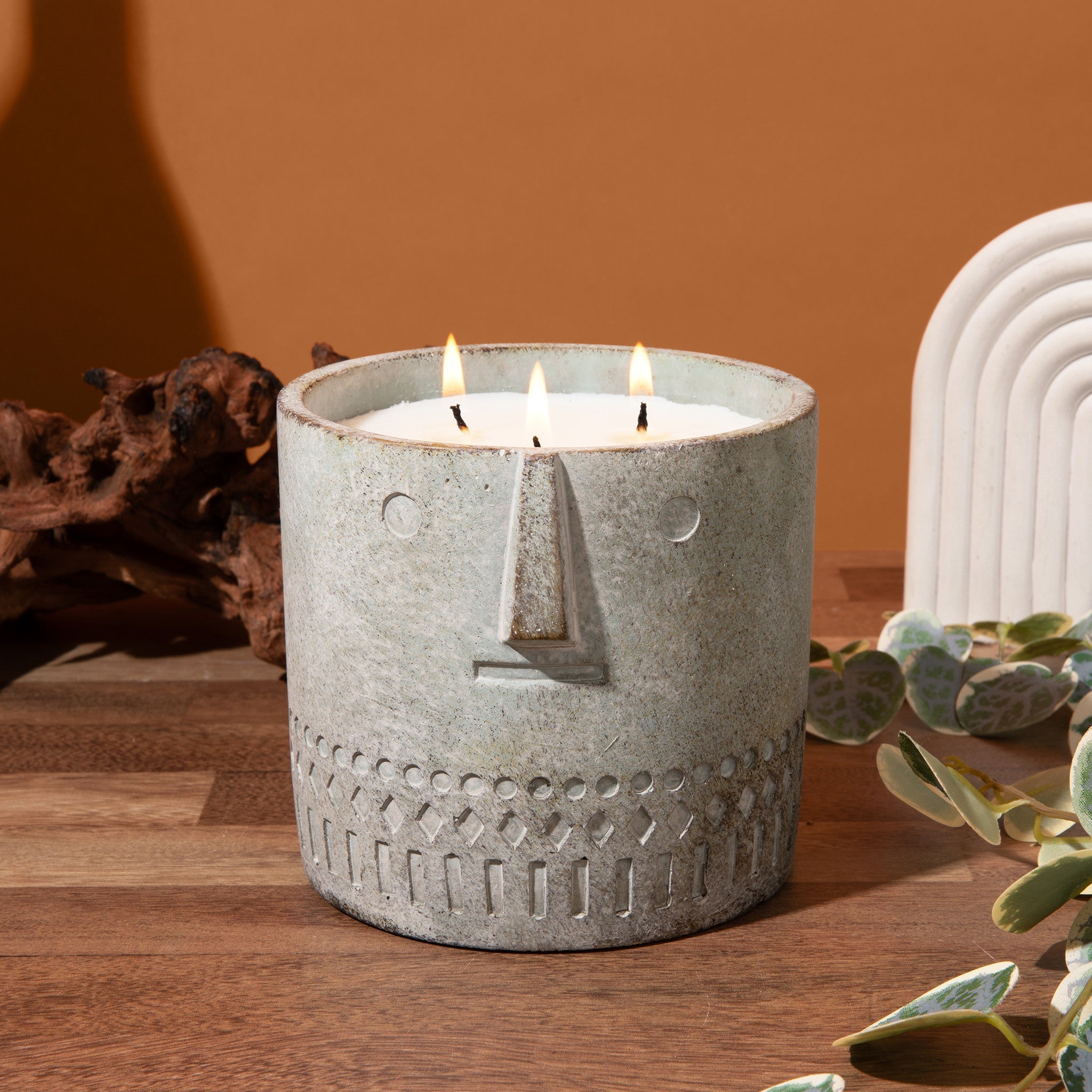 Ripe Juniper Scented Stone Face Double Wick Vegan Candle – 27 Oz