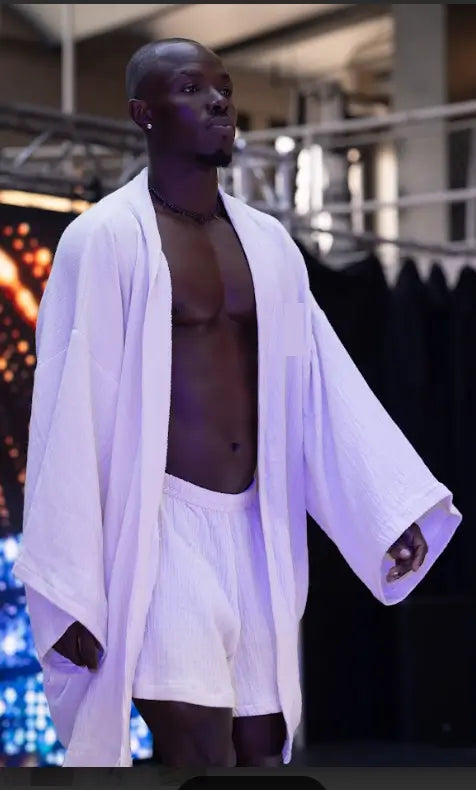 Men's Turkish Cotton Robe Set – White