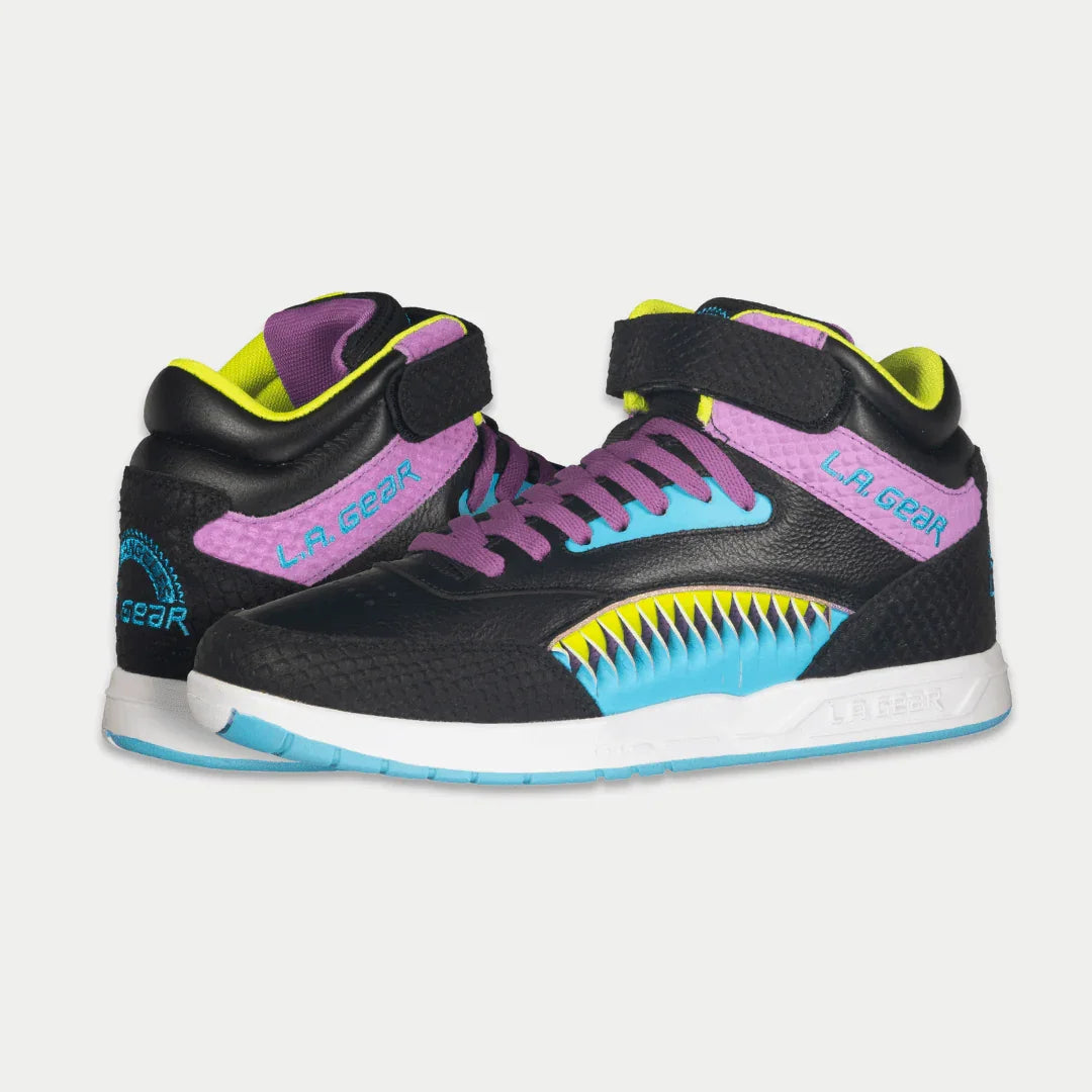 LA Gear Women's Flame Hightop – Black x Purple x Turquoise