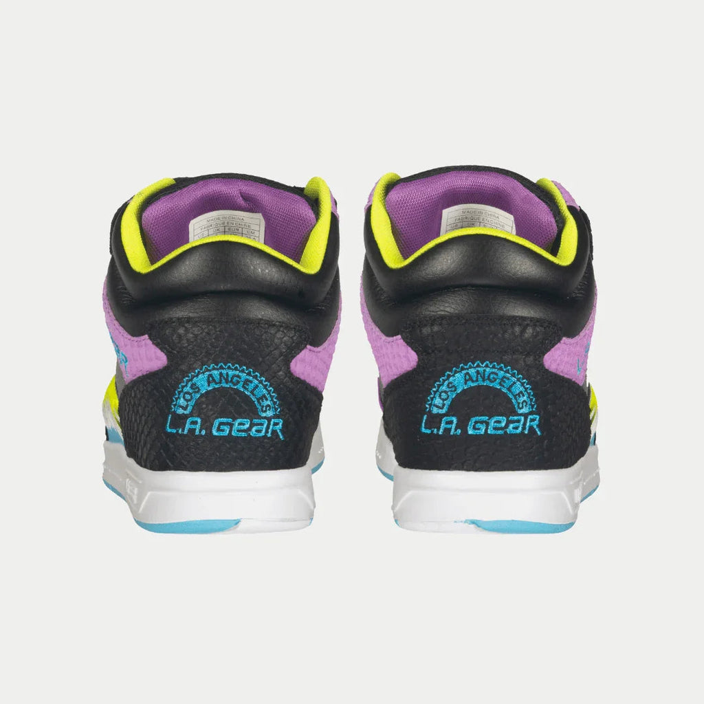 LA Gear Women's Flame Hightop – Black x Purple x Turquoise