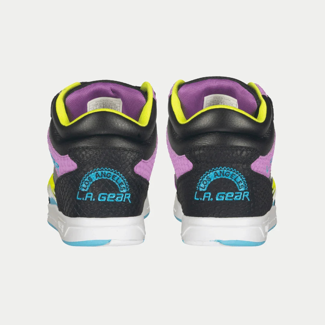 LA Gear Women's Flame Hightop – Black x Purple x Turquoise