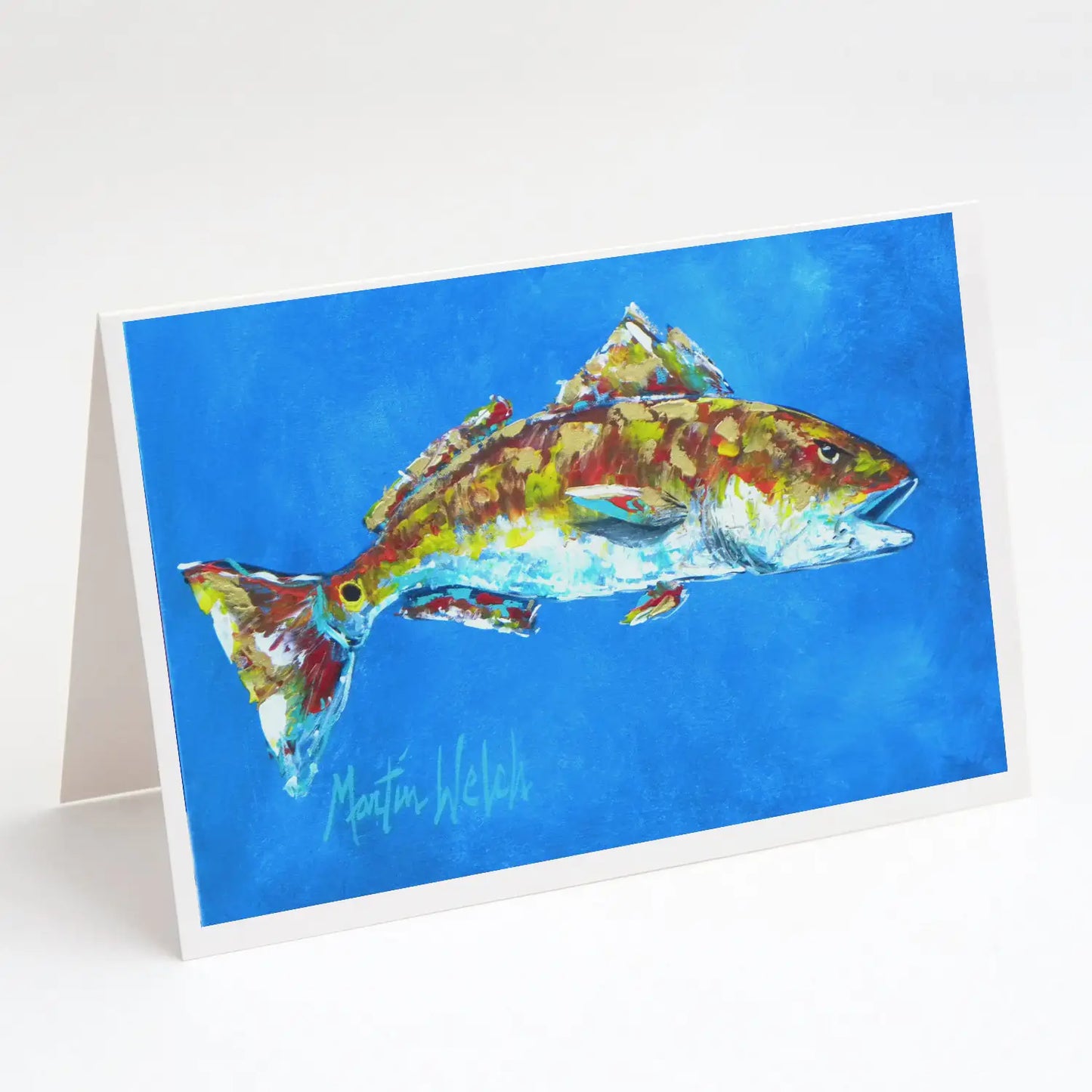 Fish Seafood Greeting Cards - Blue - Pack of 8